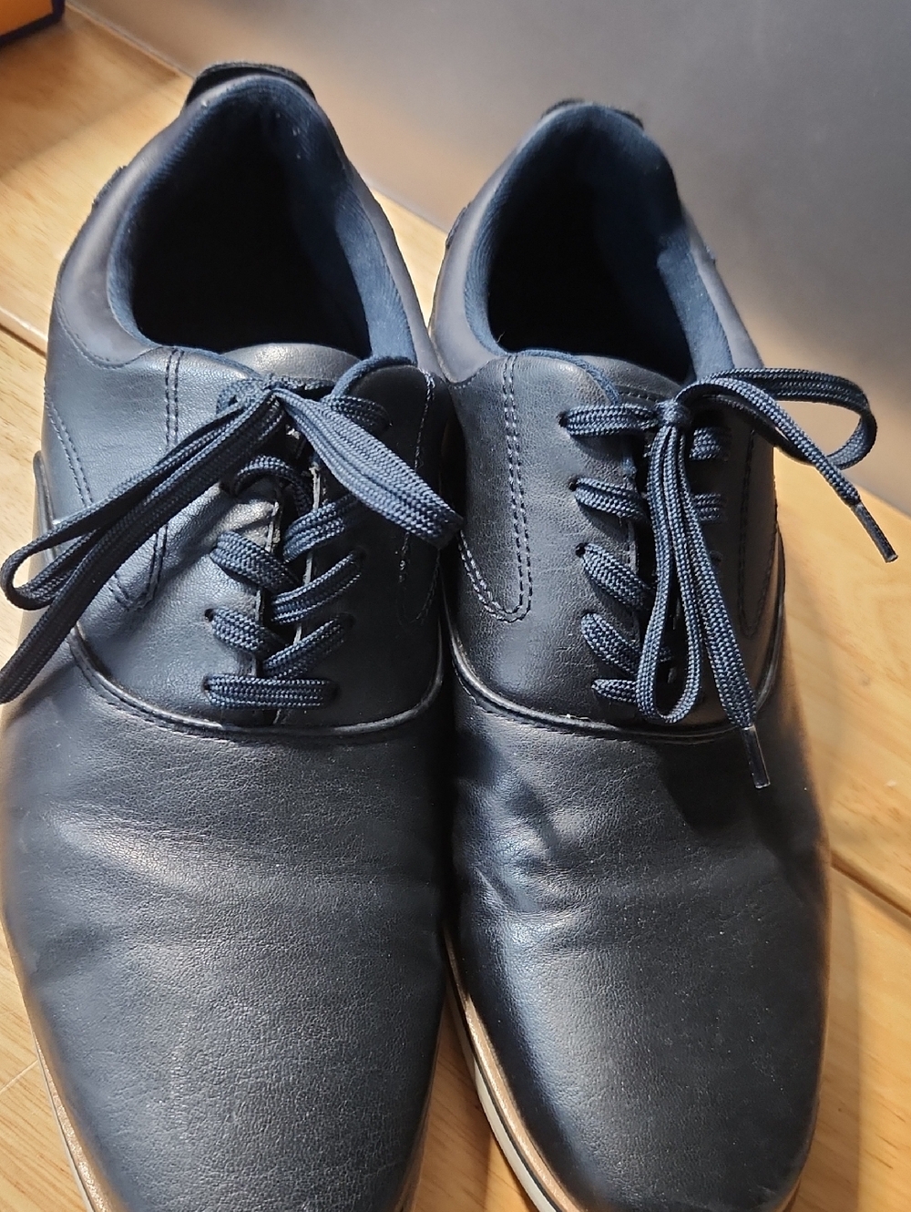 Aldo Navy Leather Lace-Up Oxfords